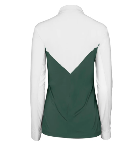 Dapplebay Lady 1/4 Zip Show Top-White/Evergreen