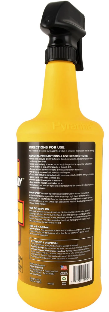 Pyranha Wipe N' Spray Fly Spray for Horses