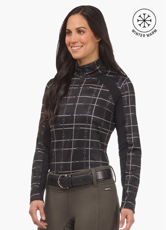 First Level Quarter Zip Stretch Fleece Tech Top - Print