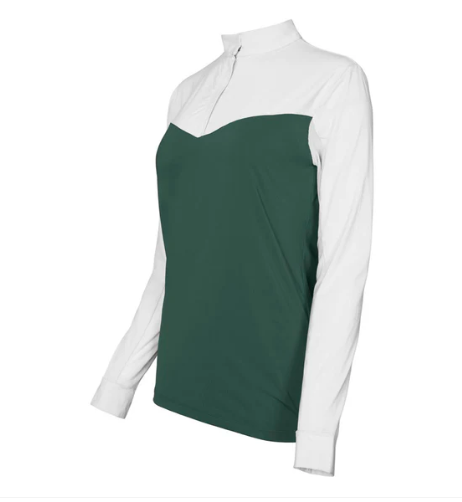 Dapplebay Lady 1/4 Zip Show Top-White/Evergreen