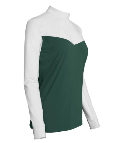 Dapplebay Lady 1/4 Zip Show Top-White/Evergreen